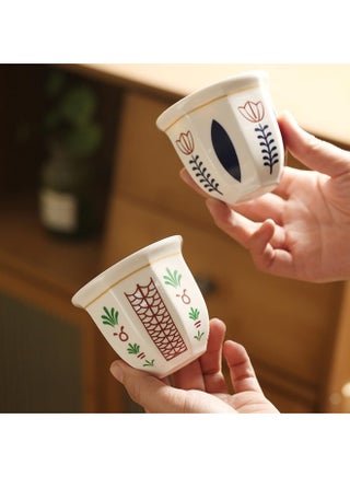2 PCS  180mL Ceramic Coffee Cups Demitasse Cups for Turkish Tea Cappuccino Latte - view 4
